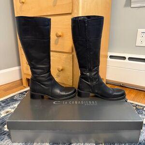 La CANADIENNE black leather boots, size 7M